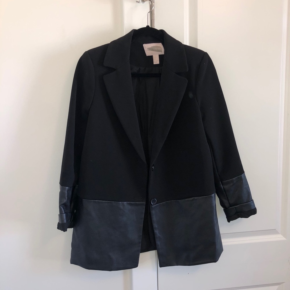 Faux leather blazer